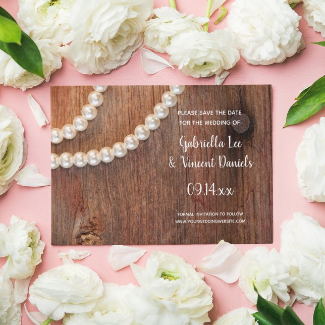 Invitación La boda de un granero de Pearls Rusticas salva la  (Subido por el creador)