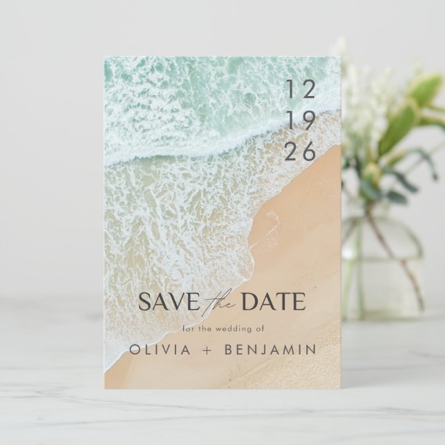 Invitación La Boda De Verano Moderno En La Playa Del Océano S (Anverso de pie)