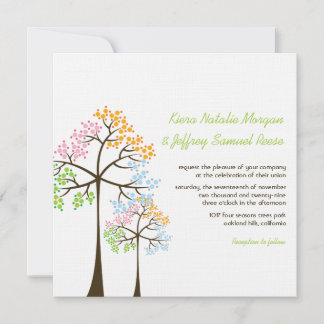 Invitación La boda del arbolado del bosque de cuatro árboles