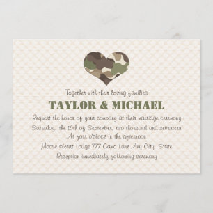 Invitación La boda del corazón del camuflaje invita