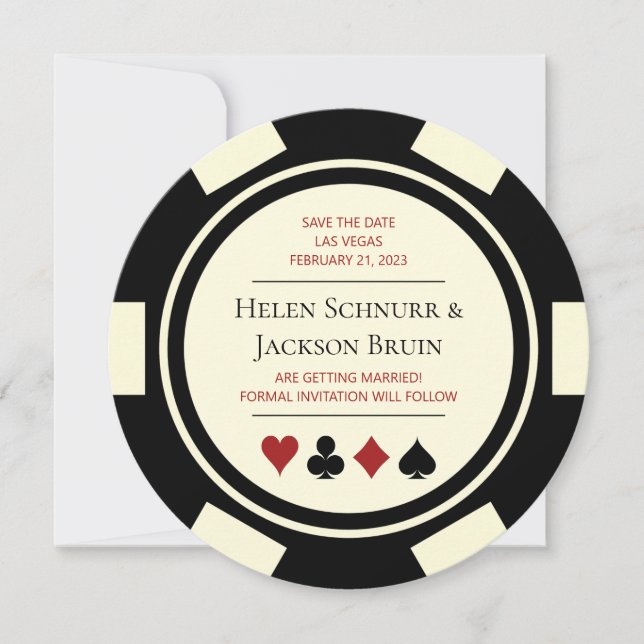 Invitación La Boda Del Crema Negro Las Vegas Ahorra La Fecha  (Anverso)