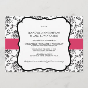 Invitación La boda del damasco del Victorian (negro y