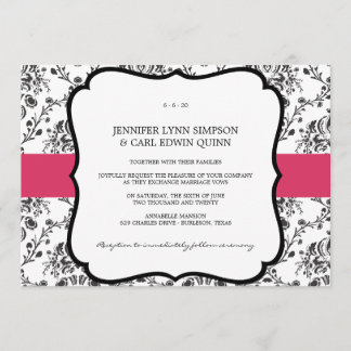 Invitación La boda del damasco del Victorian (negro y