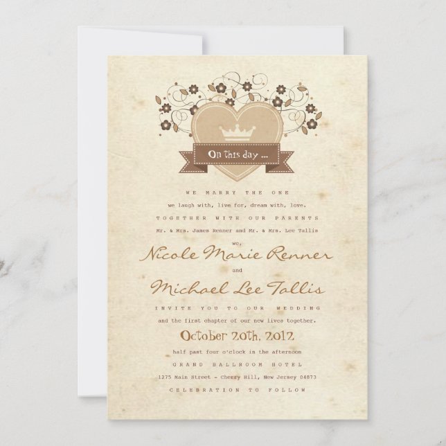 Invitación La boda del escudo del guión invita (Anverso)