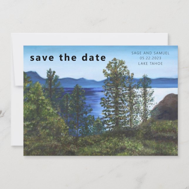 Invitación La boda del lago Tahoe salva la fecha (Anverso)