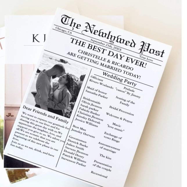 Invitación La boda del periódico de escritura informal salva  (Subido por el creador)