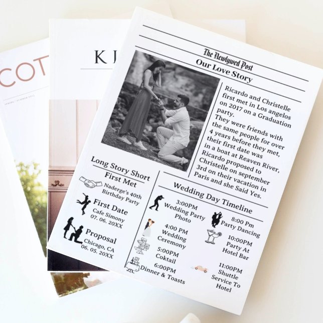 Invitación La boda del periódico de escritura informal salva  (Subido por el creador)