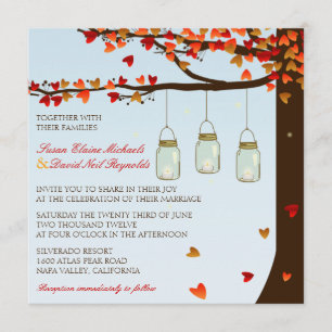 Invitación La boda del roble de las luciérnagas del tarro de