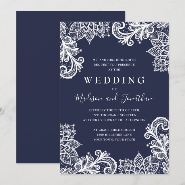 Invitación La boda elegante de la Armada de Lace (Anverso / Reverso)