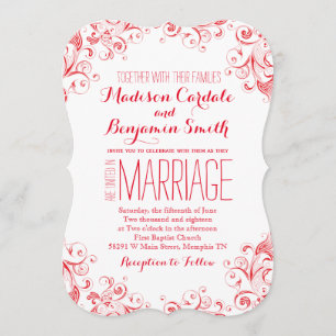 Invitación La boda elegante roja y blanca del Flourish invita