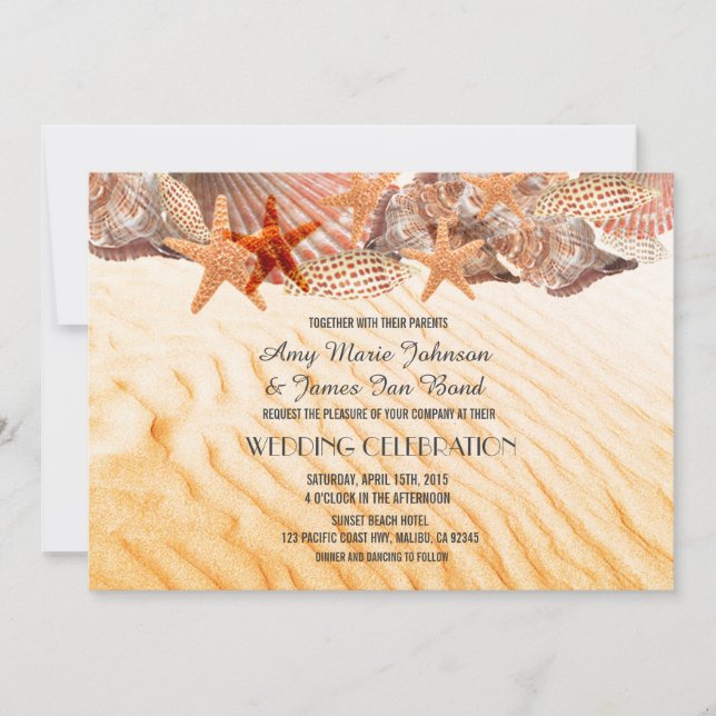 Invitación La boda en la playa de arena fina invita a la conc (Anverso)