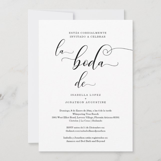 Invitación La boda española invita a todos en un solo registr (Anverso)