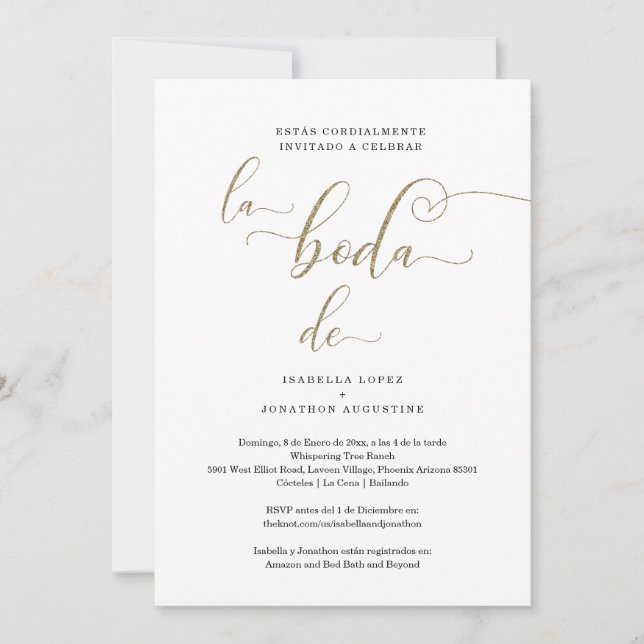 Invitación La boda española invita a todos en un solo registr (Anverso)
