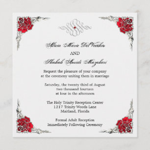 Invitación La boda floral del acento de plata elegante formal