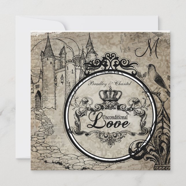 Invitación La boda incondicional del amor del damasco de (Anverso)