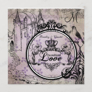 Invitación La boda incondicional floral púrpura del amor