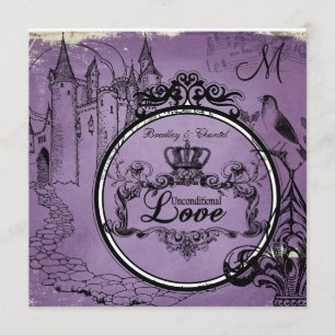 Invitación La boda incondicional púrpura del amor del vintage
