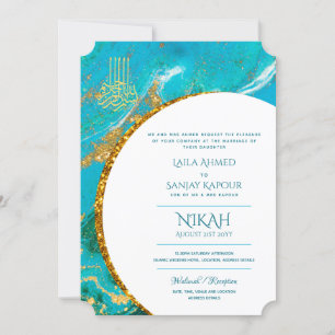 Invitación La boda islámica azul LeahG invita a Nikah