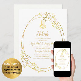 Invitación La boda islámica blanca de oro de LeahG invita a