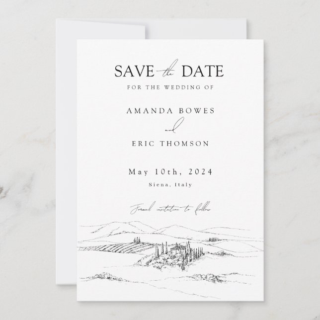 Invitación La boda italiana salva la fecha (Anverso)