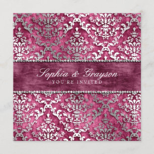 Invitación La boda magenta del damasco de la luz tenue de la
