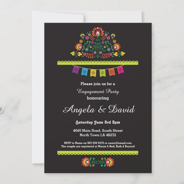 Invitación La boda mexicana del modelo del compromiso de la (Anverso)
