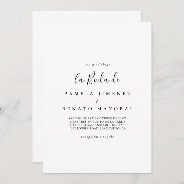 Invitación La boda Minimalista simple (Anverso / Reverso)