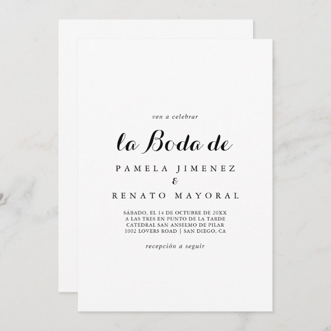 Invitación La boda Minimalista simple (Anverso / Reverso)