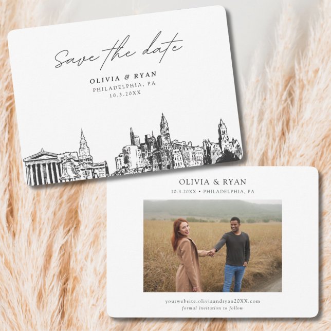 Invitación La Boda moderna de Filadelfia salva la fecha (Philadelphia Save the Date)