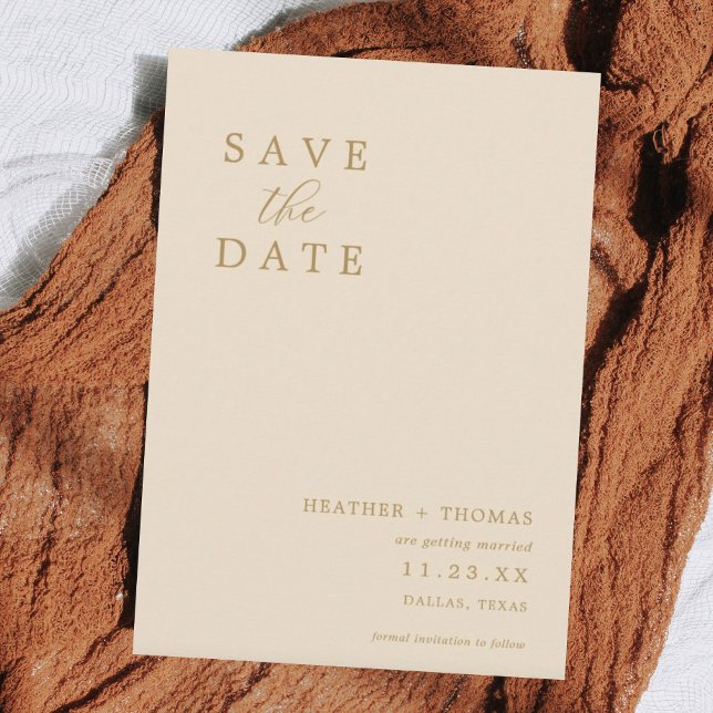 Invitación La boda moderna de marfil salva las fechas (Subido por el creador)