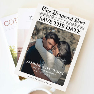 Invitación La boda moderna de un periódico Minimalista salva 