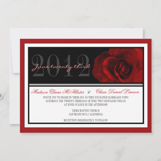 Invitación La boda moderna del rosa rojo invita (Anverso)