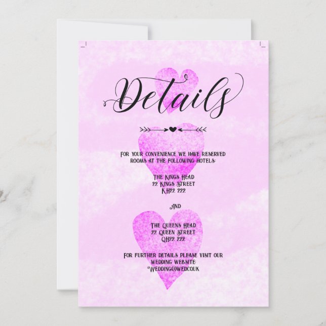 Invitación La boda personalizada invita a los detalles corazo (Anverso)