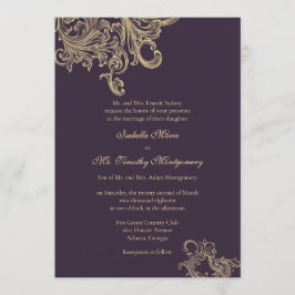 Invitación La boda púrpura elegante del Flourish del ciruelo