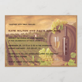 Invitación La boda retra de la puesta del sol del viñedo del