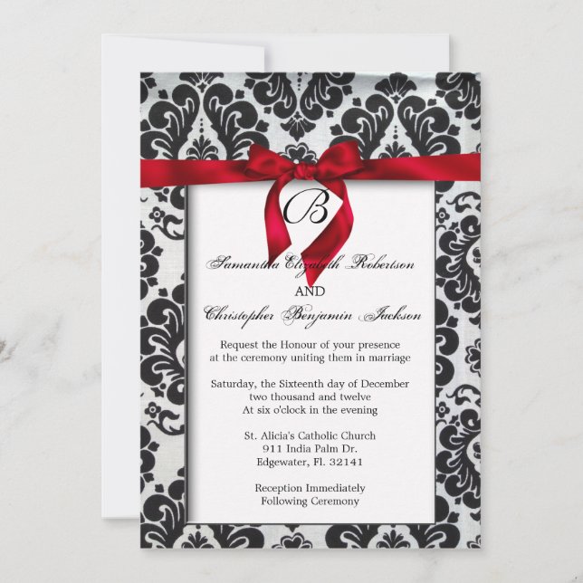Invitación La boda roja elegante del acento invita (Anverso)