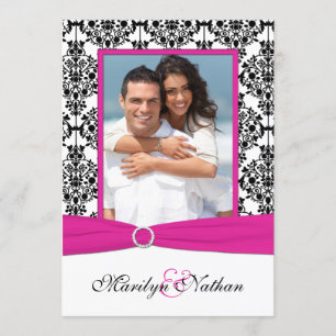 Invitación La boda rosada, blanca, y negra de la foto del