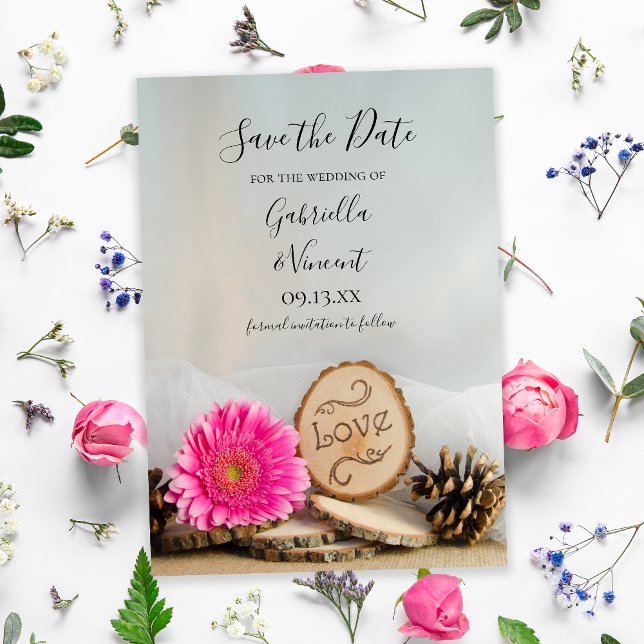 Invitación La boda rústica de Daisy Woodland salva la fecha (Subido por el creador)