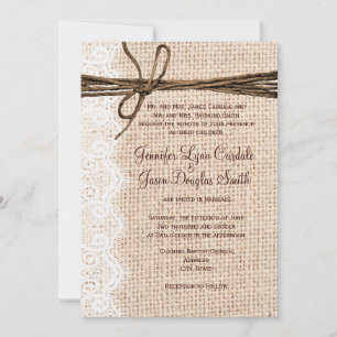 Invitación La boda rústica de la guita del cordón de la