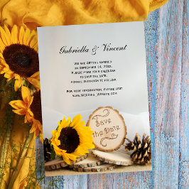 Invitación La boda rústica de los bosques de girasoles salva 
