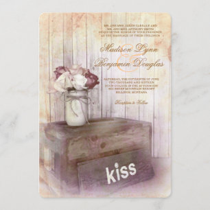 Invitación La boda rústica de madera del país del beso del