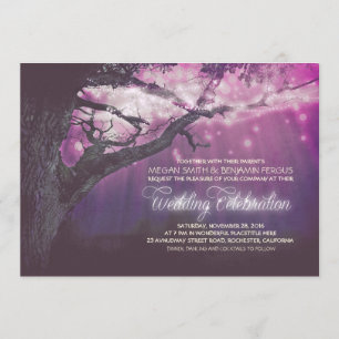Invitación La boda rústica del bosque del árbol de las luces