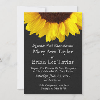 Invitación La boda rústica del girasol invita al negro floral