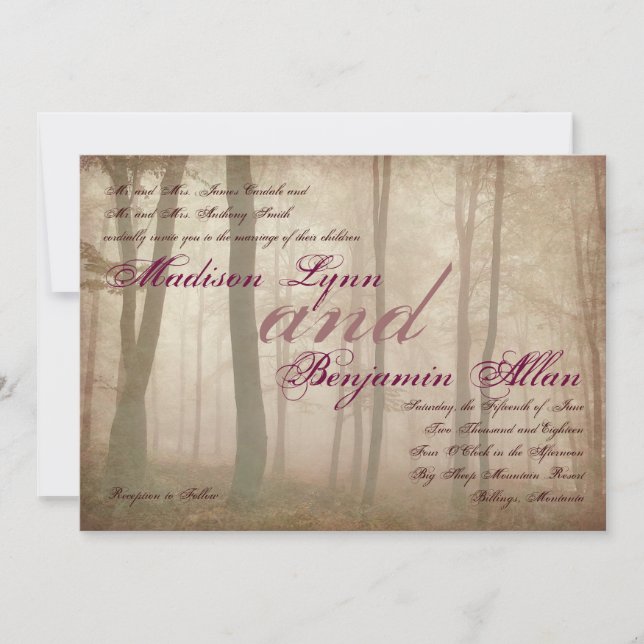 Invitación La boda rústica del país del otoño de la caída del (Anverso)