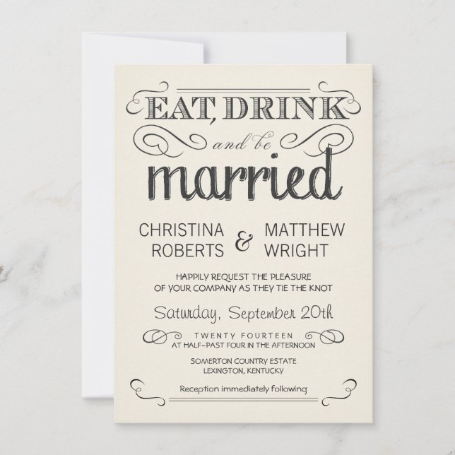 Invitación La boda rústica del pergamino de la crema de la (Anverso)