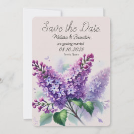 Invitación La boda rústica floral Lilac púrpura salva la fech