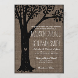 Invitación La boda tallada país rústico del árbol del corazón