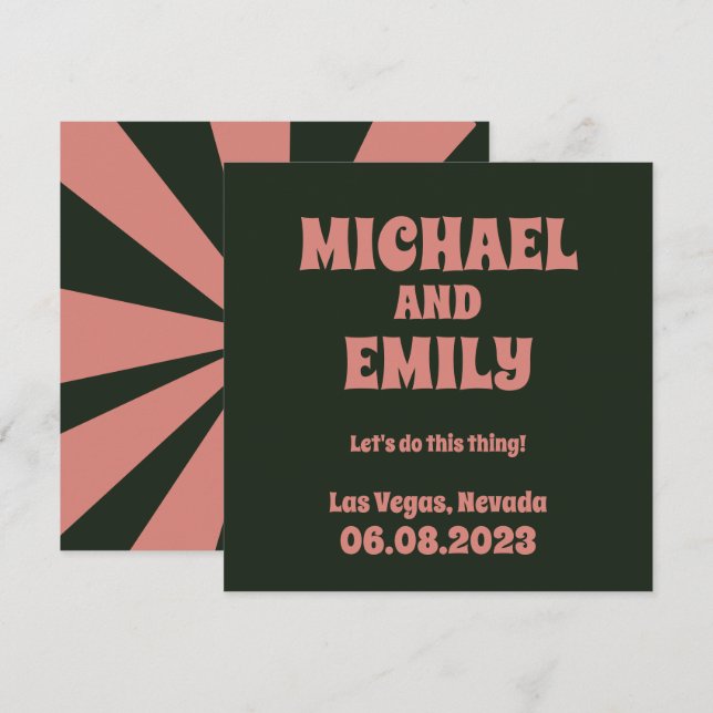 Invitación La boda temática de Las Vegas Salvar la fecha (Anverso / Reverso)