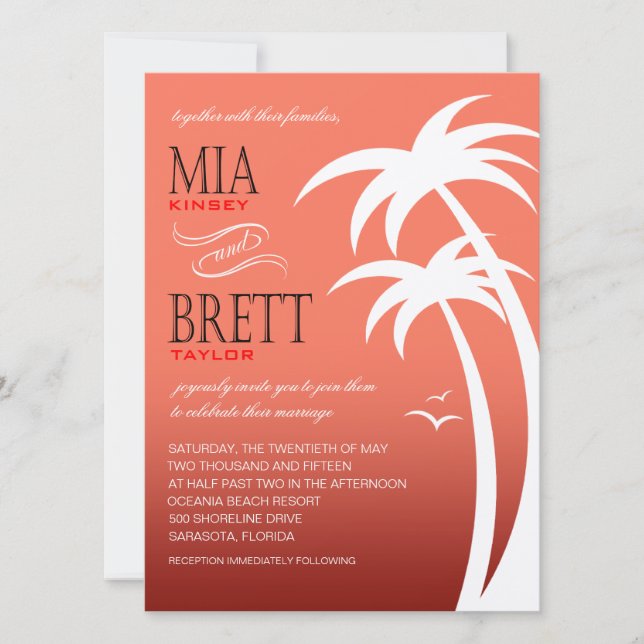Invitación La boda tropical de las palmas de la playa SENTÍA (Anverso)