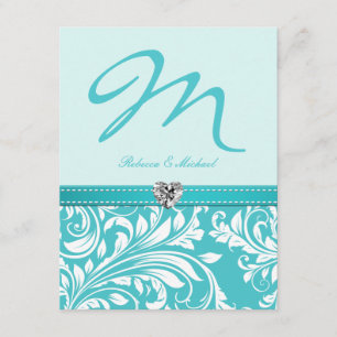 Invitación La boda verde azulada elegante del monograma